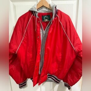 VTG Ozark Trail Red and Gray Bomber Jacket w/ Elastic Cuffs See pics some flaws